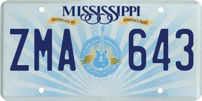 MS license plate ZMA643