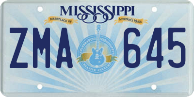 MS license plate ZMA645