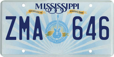MS license plate ZMA646