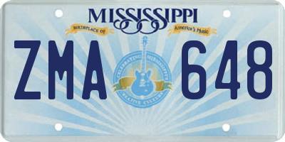 MS license plate ZMA648