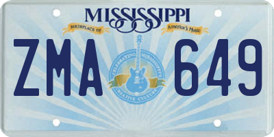 MS license plate ZMA649