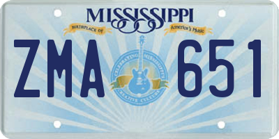 MS license plate ZMA651
