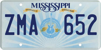MS license plate ZMA652