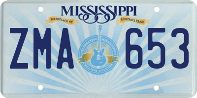 MS license plate ZMA653