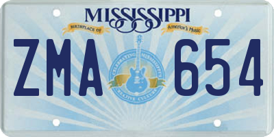 MS license plate ZMA654