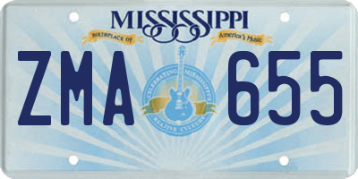 MS license plate ZMA655