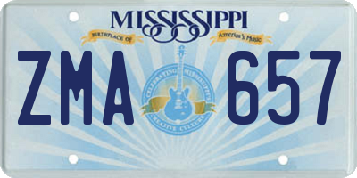 MS license plate ZMA657
