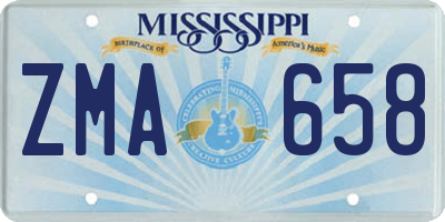 MS license plate ZMA658