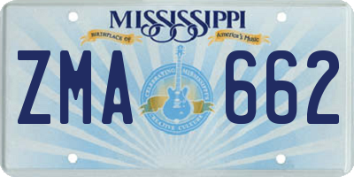 MS license plate ZMA662