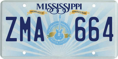 MS license plate ZMA664