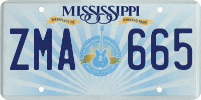 MS license plate ZMA665