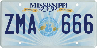 MS license plate ZMA666