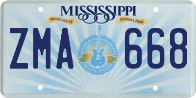 MS license plate ZMA668