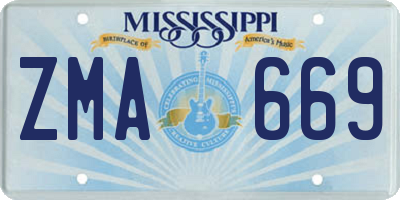 MS license plate ZMA669