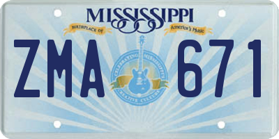 MS license plate ZMA671