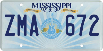 MS license plate ZMA672