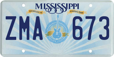 MS license plate ZMA673