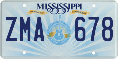 MS license plate ZMA678