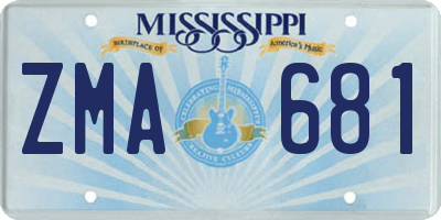 MS license plate ZMA681