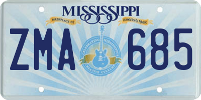 MS license plate ZMA685
