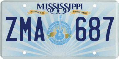 MS license plate ZMA687