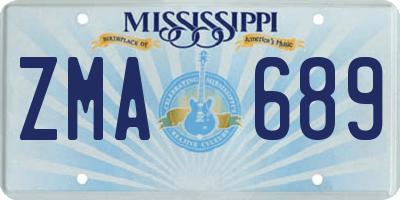 MS license plate ZMA689