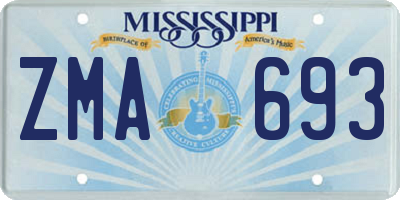 MS license plate ZMA693