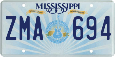 MS license plate ZMA694
