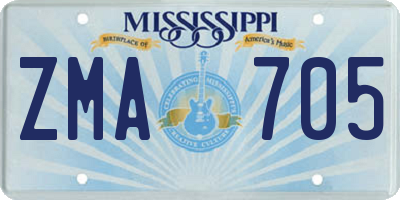 MS license plate ZMA705