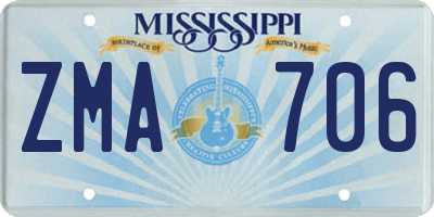 MS license plate ZMA706