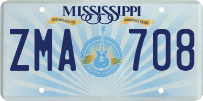 MS license plate ZMA708