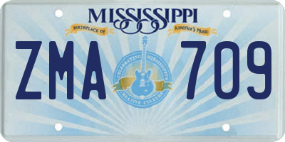 MS license plate ZMA709