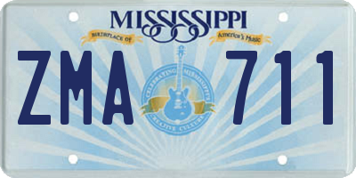 MS license plate ZMA711