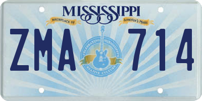 MS license plate ZMA714