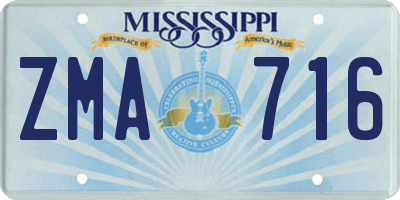 MS license plate ZMA716