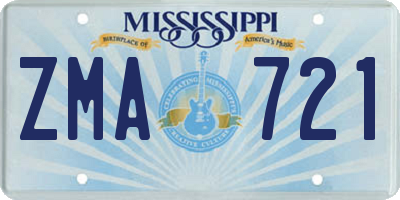 MS license plate ZMA721
