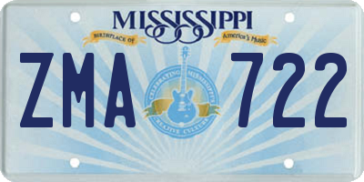 MS license plate ZMA722