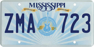 MS license plate ZMA723