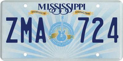 MS license plate ZMA724