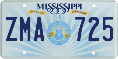 MS license plate ZMA725