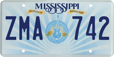 MS license plate ZMA742