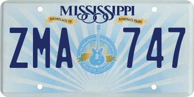 MS license plate ZMA747
