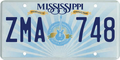 MS license plate ZMA748