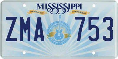 MS license plate ZMA753