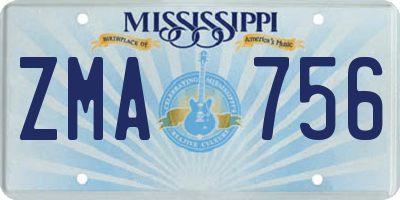 MS license plate ZMA756