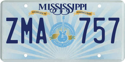 MS license plate ZMA757