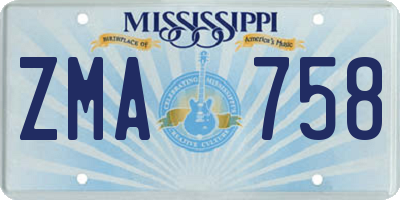 MS license plate ZMA758