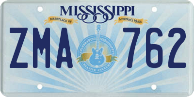 MS license plate ZMA762