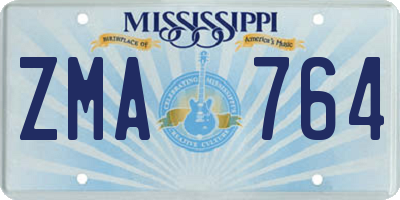 MS license plate ZMA764