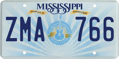 MS license plate ZMA766